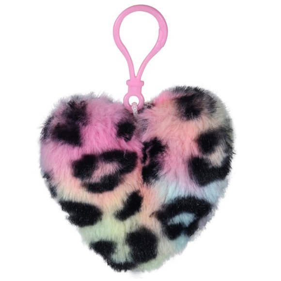 Accessories - *3/$15* Neon Rainbow Leopard Furry Heart Clip